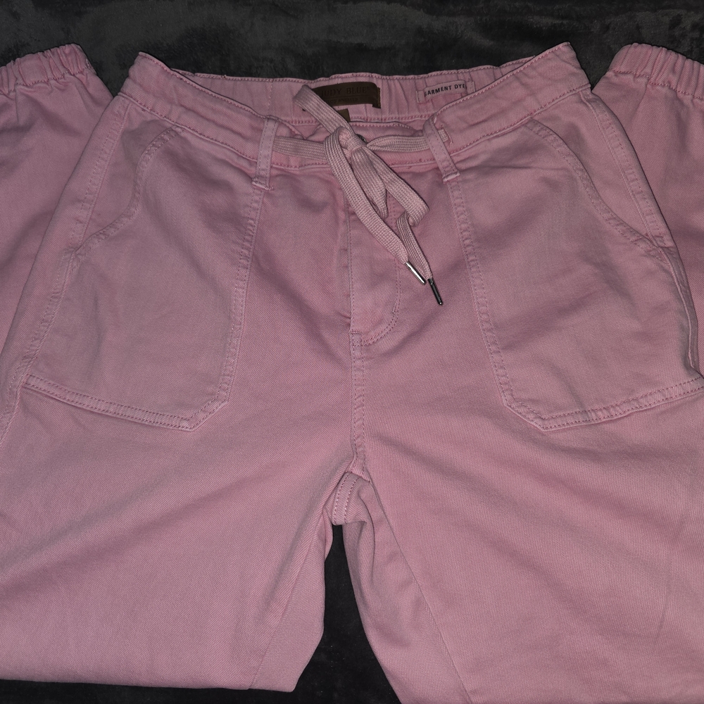 Judy Blue Pink Drawstring Jogger Pants With Elastic Cuff